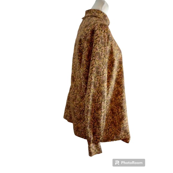 Vtg Fem Form Paisley 70s Flower Power Mock Neck Backk Zip Blouse Top Bohemian - Picture 3 of 11